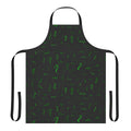 A green apron featuring a question mark pattern, inspired by the Riddler from DC Comics.