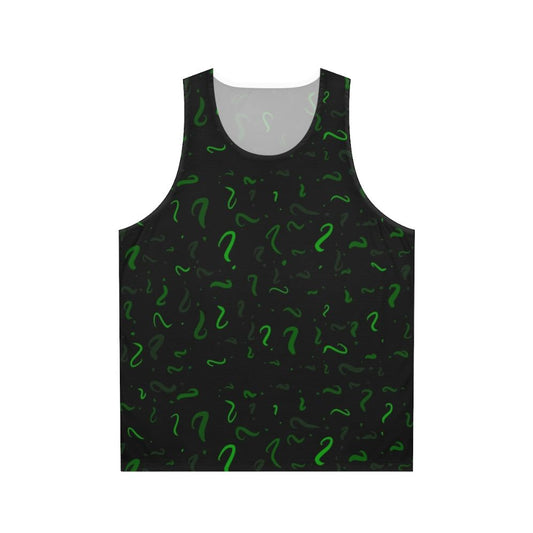 Riddler inspired unisex tank top with question mark design