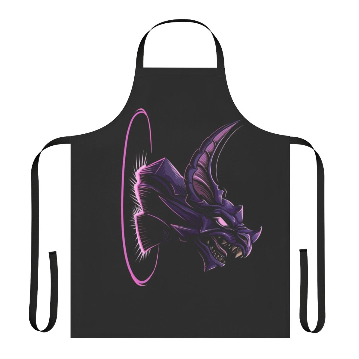A dark, fantasy-themed apron featuring the Riftstalker from the video game Dauntless
