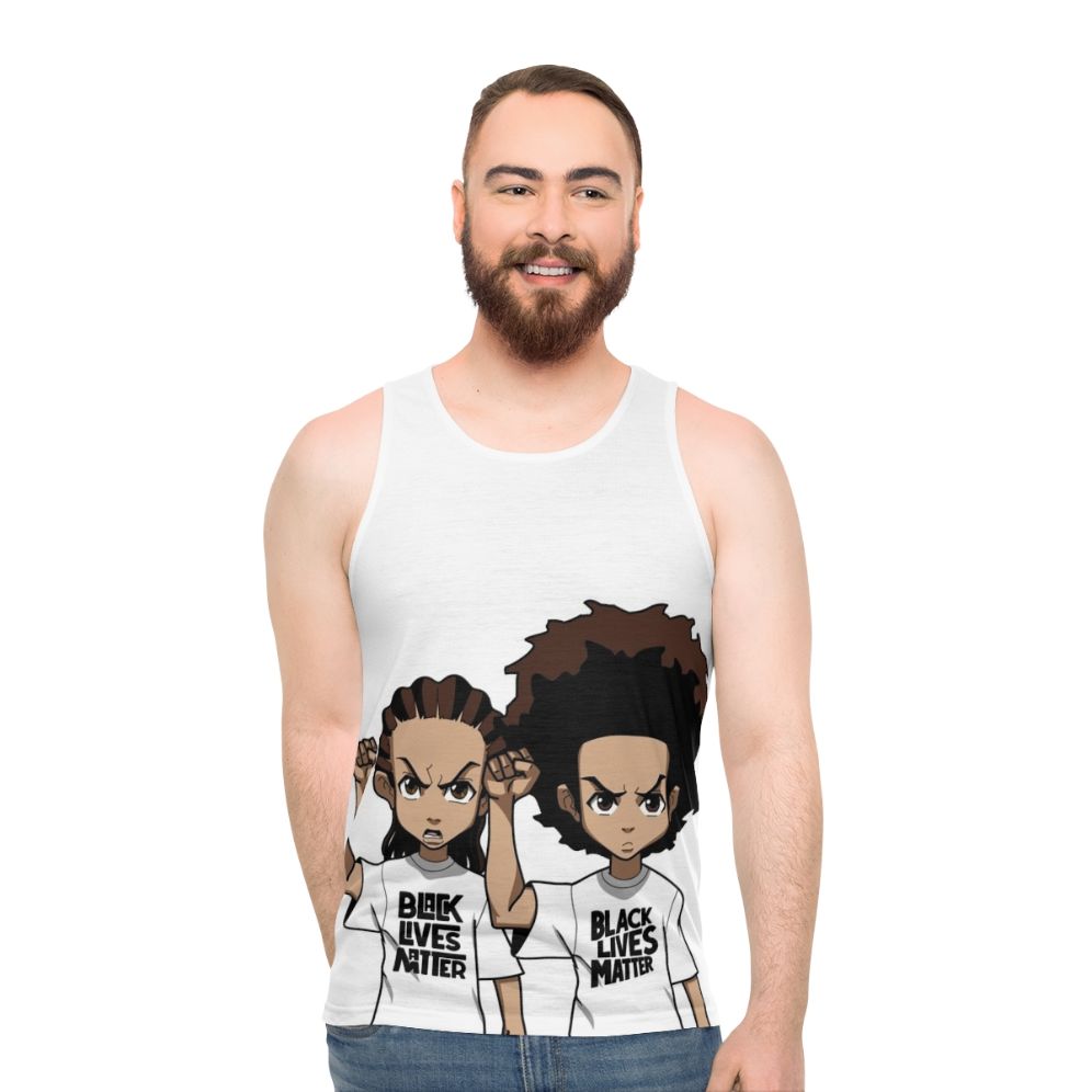 Riley and Huey Freeman Protesting Black Power Fist Unisex Tank Top