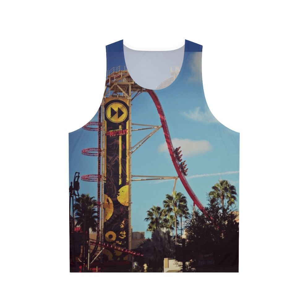 Unisex tank top featuring the Rip Ride Rockit roller coaster at Universal Studios Orlando