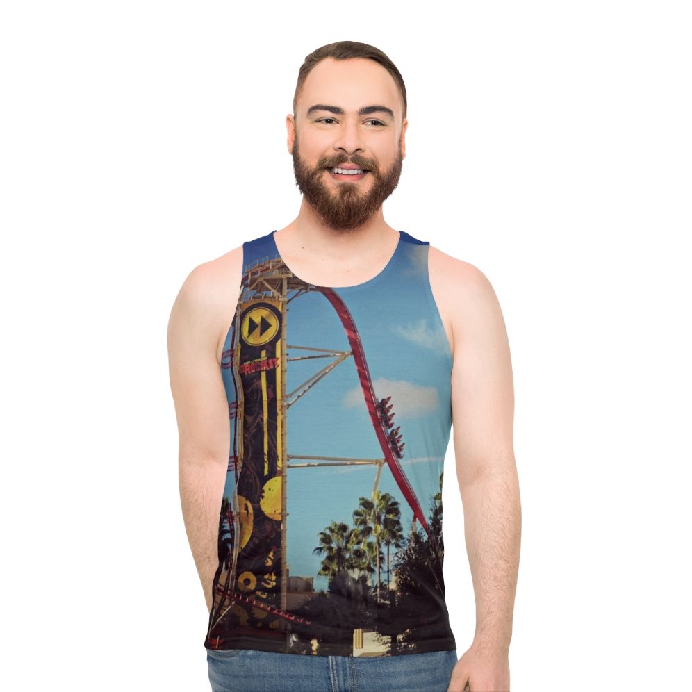 Unisex tank top featuring the Rip Ride Rockit roller coaster at Universal Studios Orlando