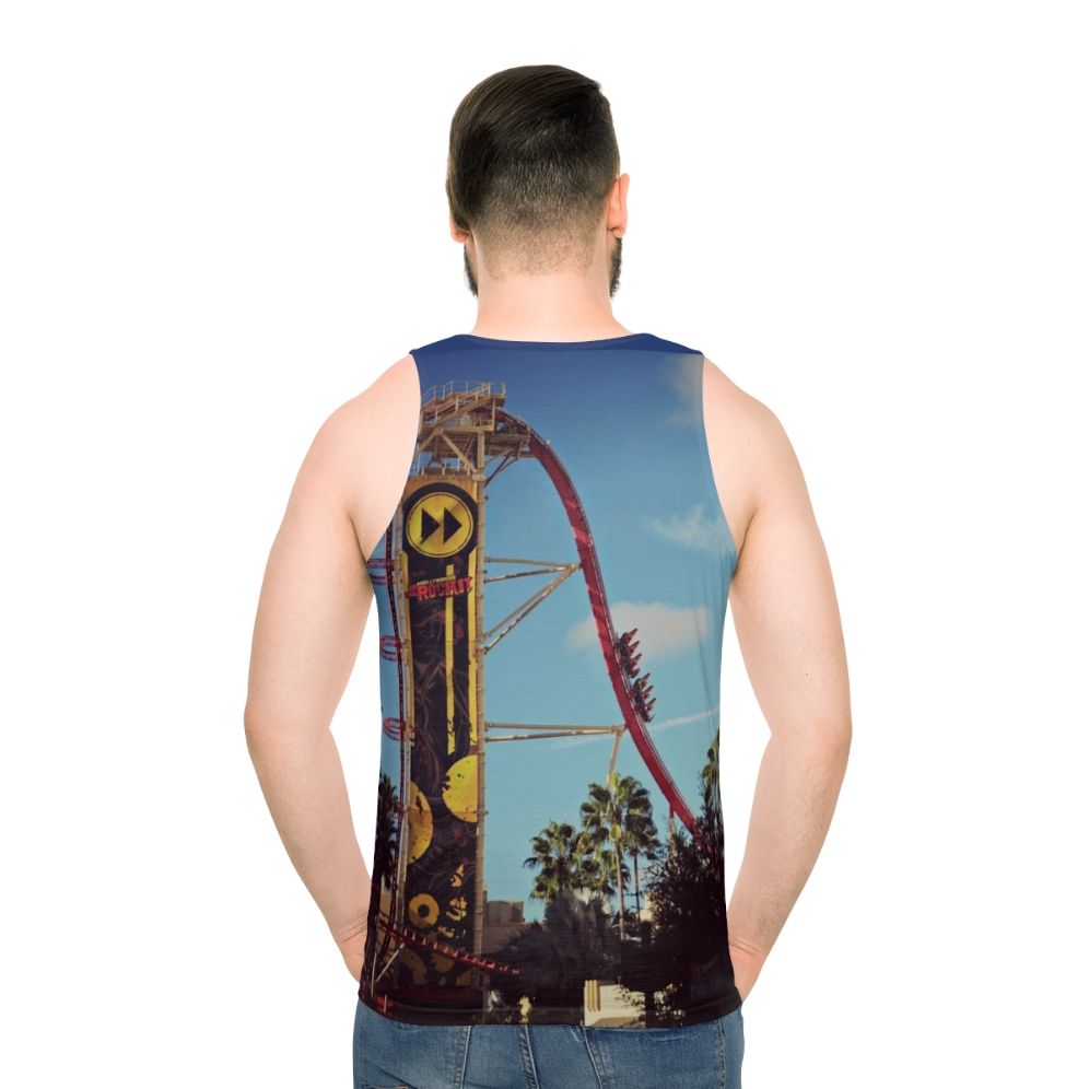 Unisex tank top featuring the Rip Ride Rockit roller coaster at Universal Studios Orlando