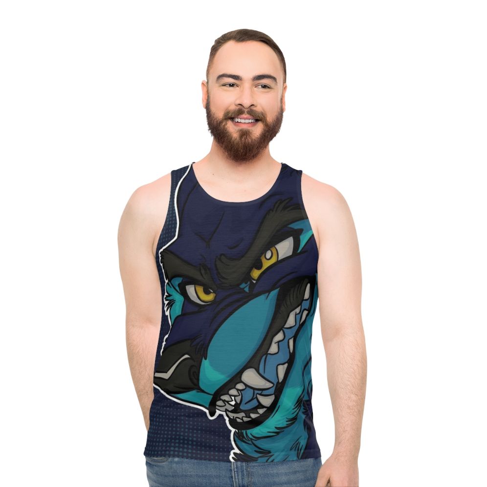 Riptide V1 Unisex Furry Tank Top with Anthro Wolf Design