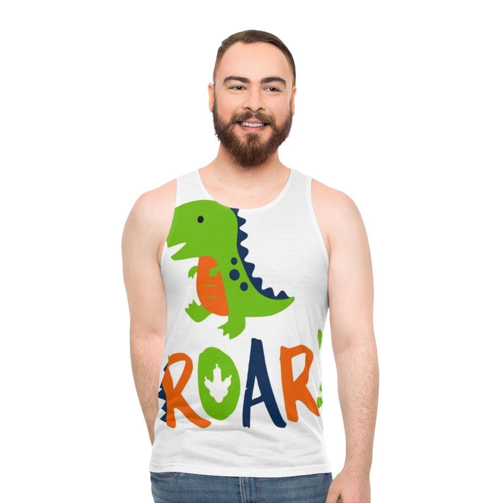 Roaring dinosaur unisex tank top