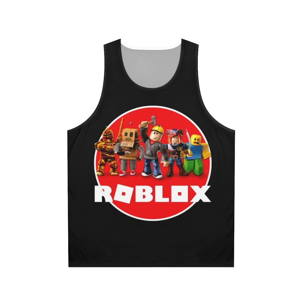 Roblox characters and logo printed on a unisex tank top