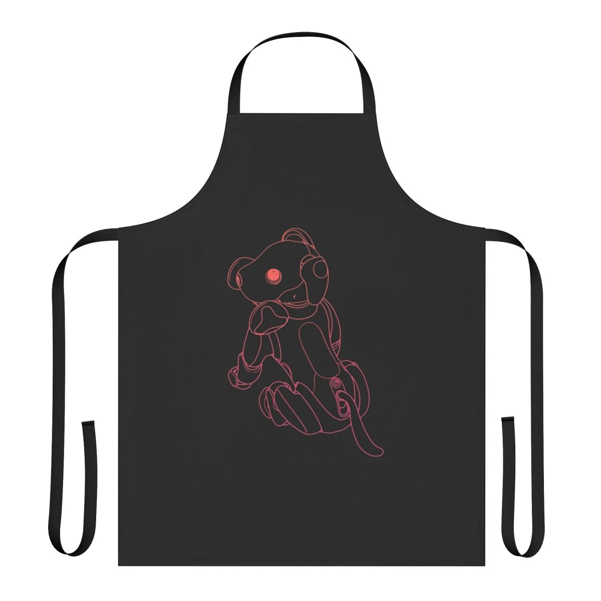 Robotic dog-themed sunset t-shirt apron for tech enthusiasts