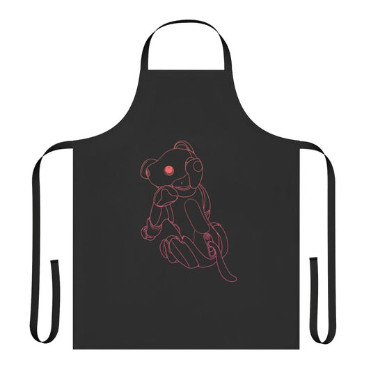 Robotic dog-themed sunset t-shirt apron for tech enthusiasts