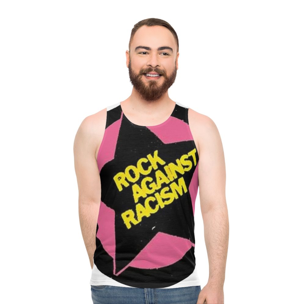 Unisex rock against racism tank top