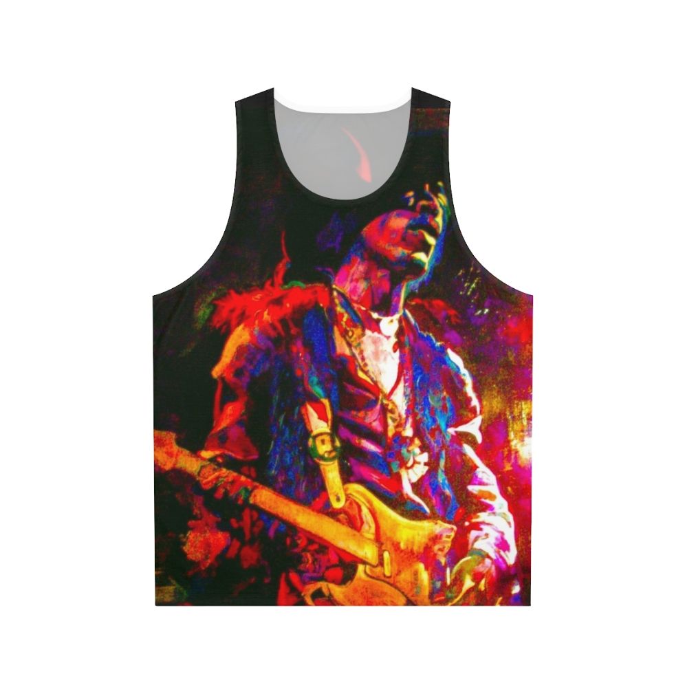 Unisex rock and roll tank top with electric guitar