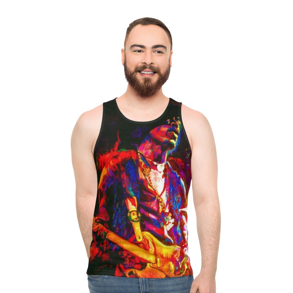 Unisex rock and roll tank top with electric guitar