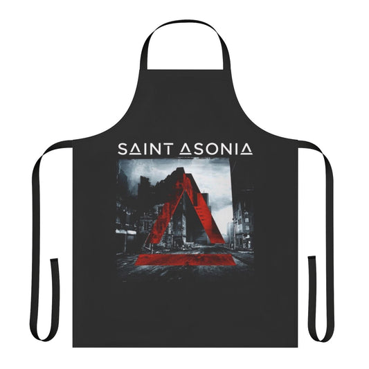 Saint Asonia inspired rock band apron with logo and graphic design