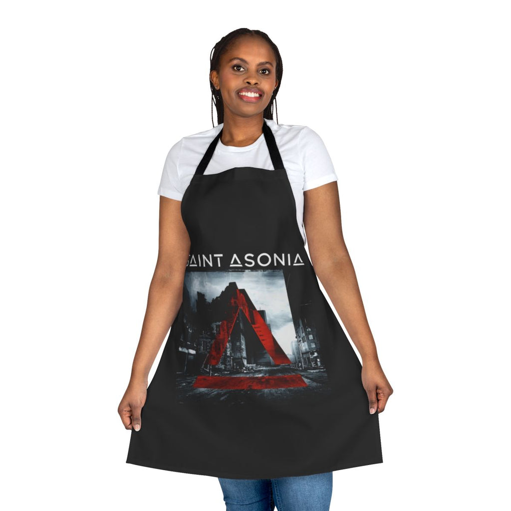 Saint Asonia inspired rock band apron with logo and graphic design