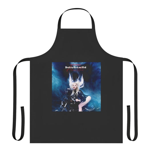 Rock-inspired apron featuring the "Death By Rock And Roll" design