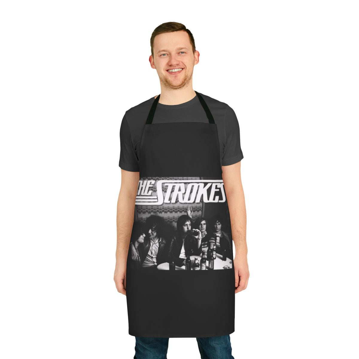 Rock-n-Roll inspired graphic apron featuring Strokes-inspired design