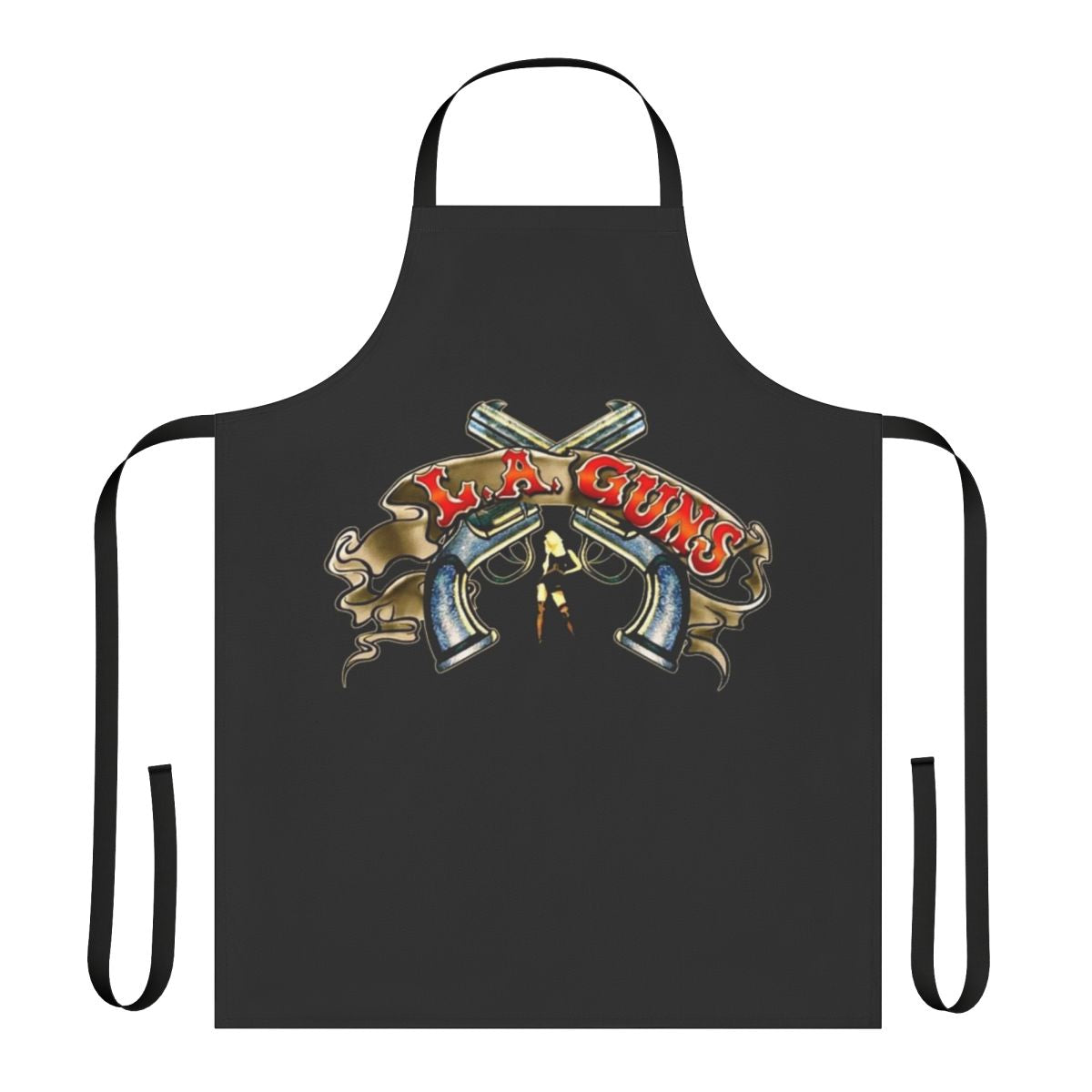 Rocker apron featuring L.A. Guns inspired designs