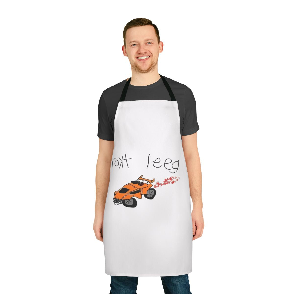 Rocket League inspired apron featuring team logos and player names