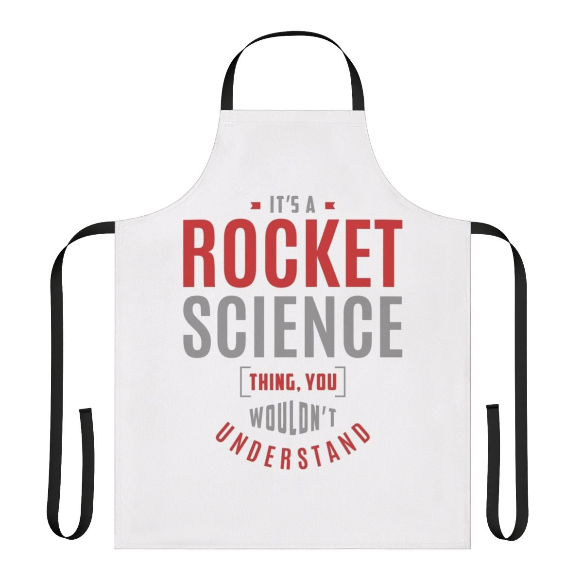 A stylish and humorous apron featuring a rocket science-themed graphic design