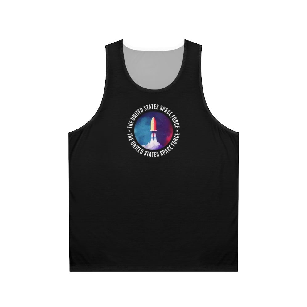 Unisex Space Force tank top with rocket water color logo design