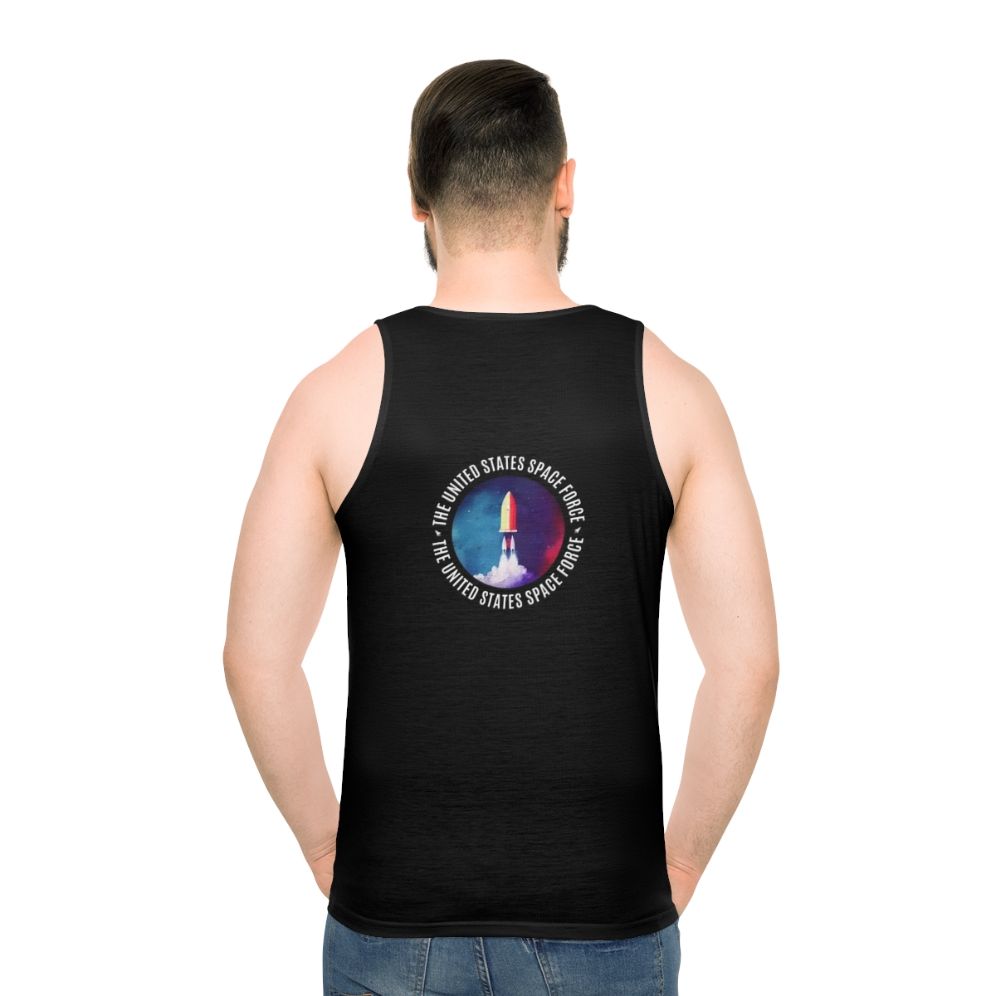 Unisex Space Force tank top with rocket water color logo design