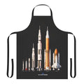 Apron with a black background featuring various NASA rockets and spaceships