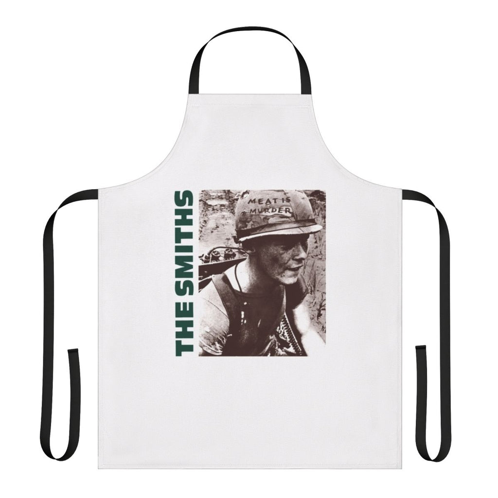 A stylish apron featuring the text "The Meat Soldiers" in a classic rock-inspired design.