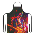 Stylish rock and roll themed apron with electric guitar and star design