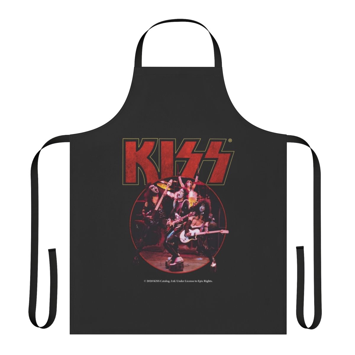 Apron featuring the iconic Kiss band logo and members
