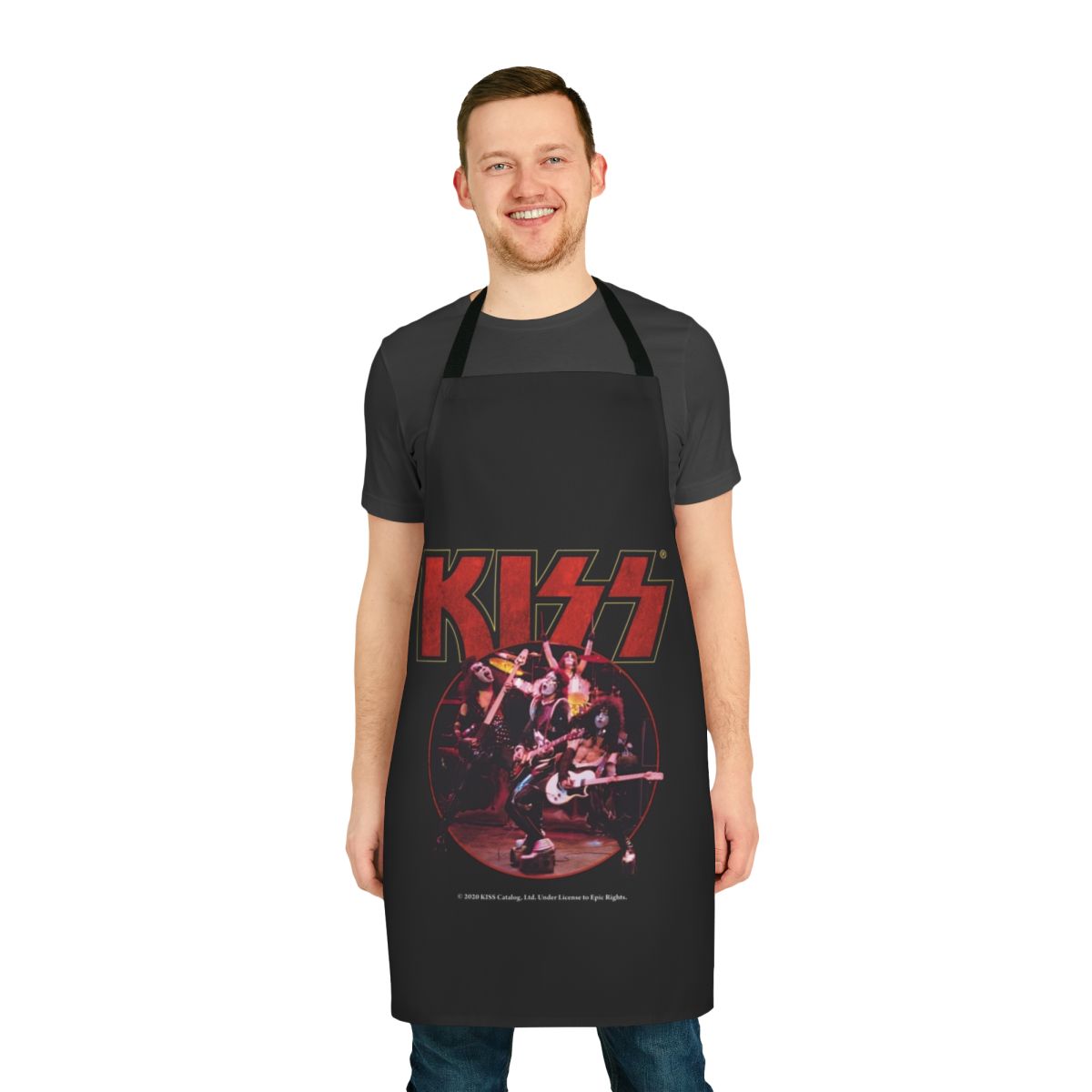 Apron featuring the iconic Kiss band logo and members