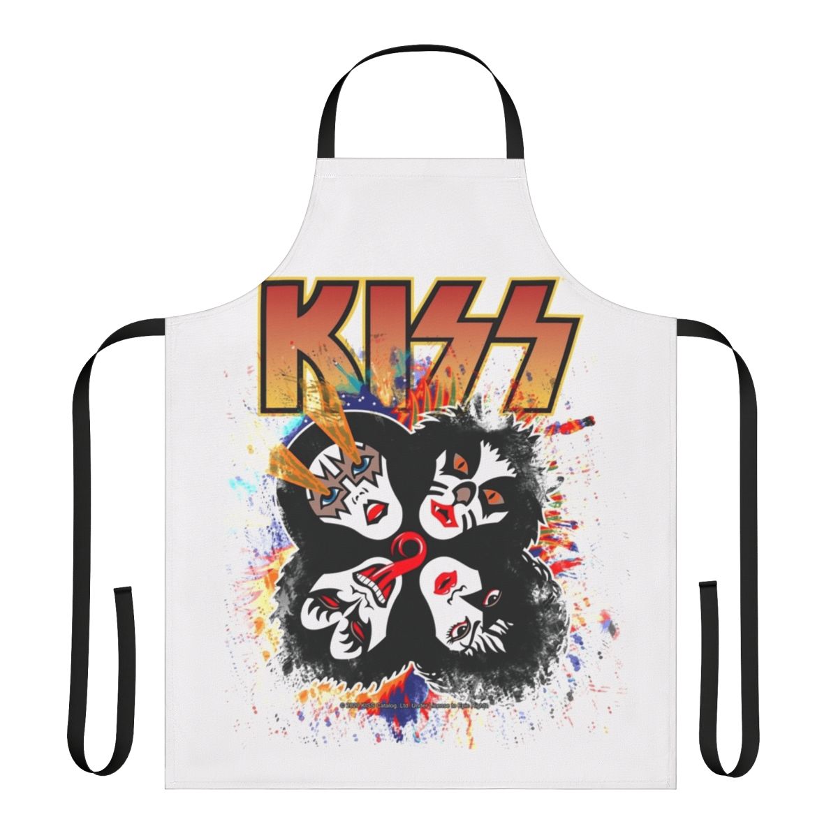 Apron featuring the iconic KISS band logo and a splash design