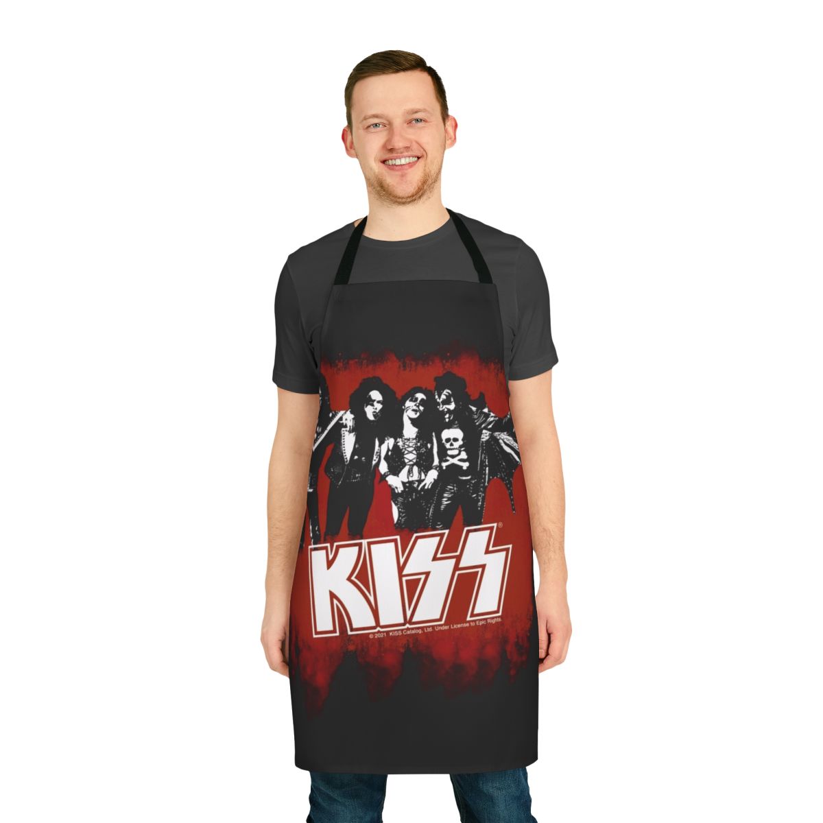 Apron featuring the iconic Kiss band logo and design