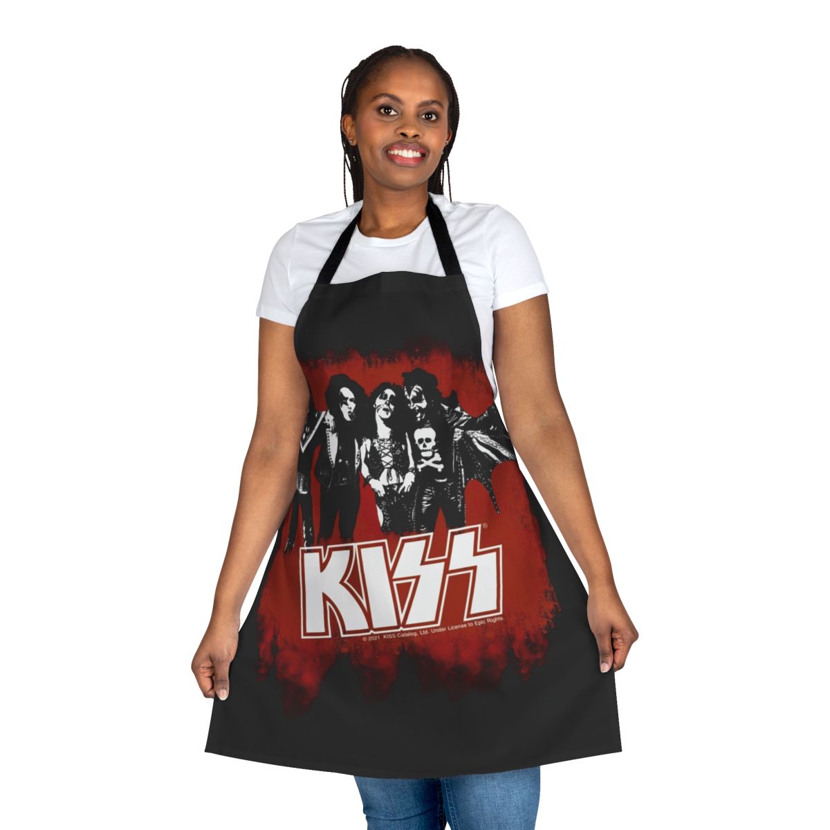 Apron featuring the iconic Kiss band logo and design