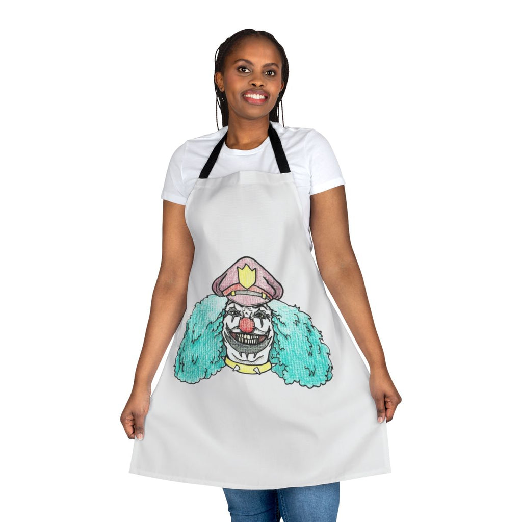 Illustration of Dr. Rockso, the rock and roll clown from Metalocalypse, on a durable apron