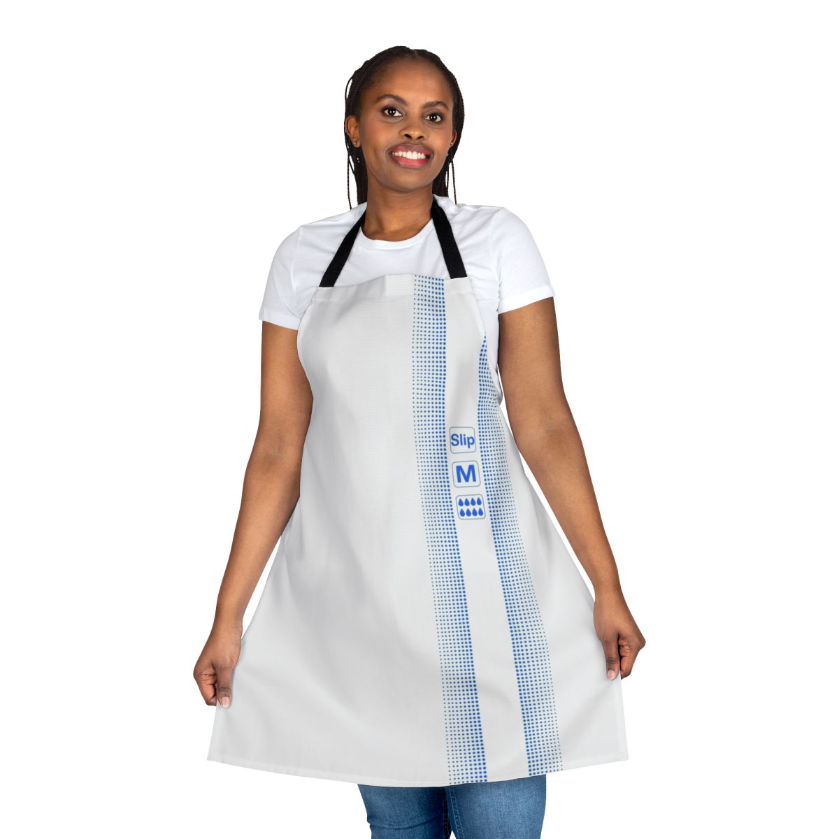 Diaper apron with playful, humorous ABDL-inspired design