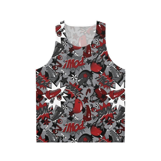 Roller derby-inspired unisex tank top with pop art design