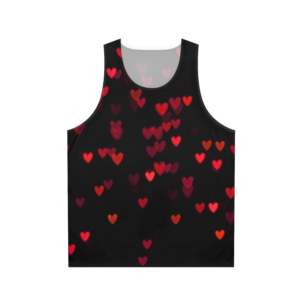 Unisex red and black tank top with heart design
