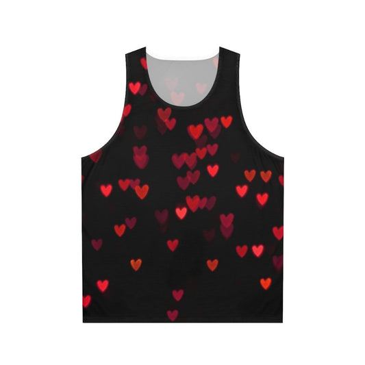 Unisex red and black tank top with heart design
