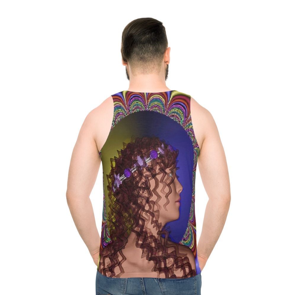 Romantic unisex tank top with nature-inspired psychedelic design