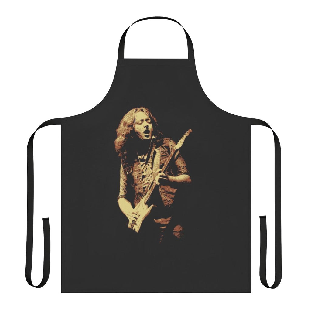 Rory Gallagher-inspired apron with guitar and music motifs