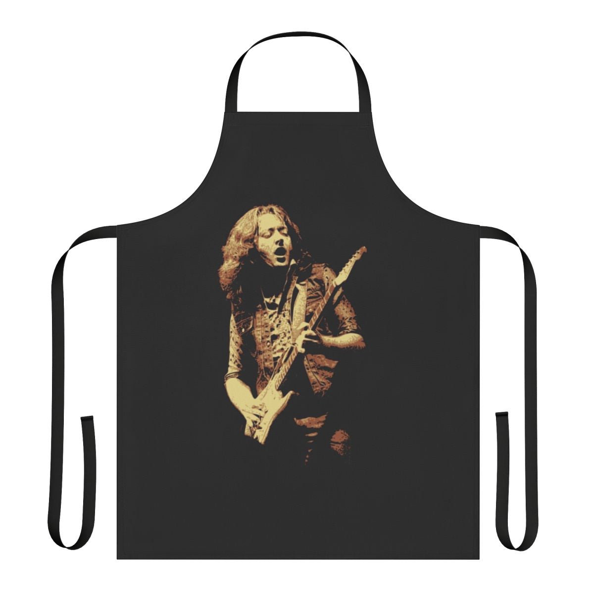 Rory Gallagher-inspired apron with guitar and music motifs