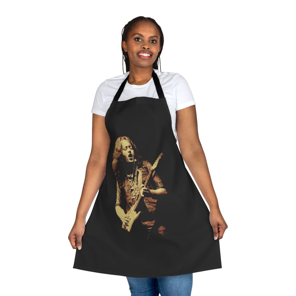 Rory Gallagher-inspired apron with guitar and music motifs
