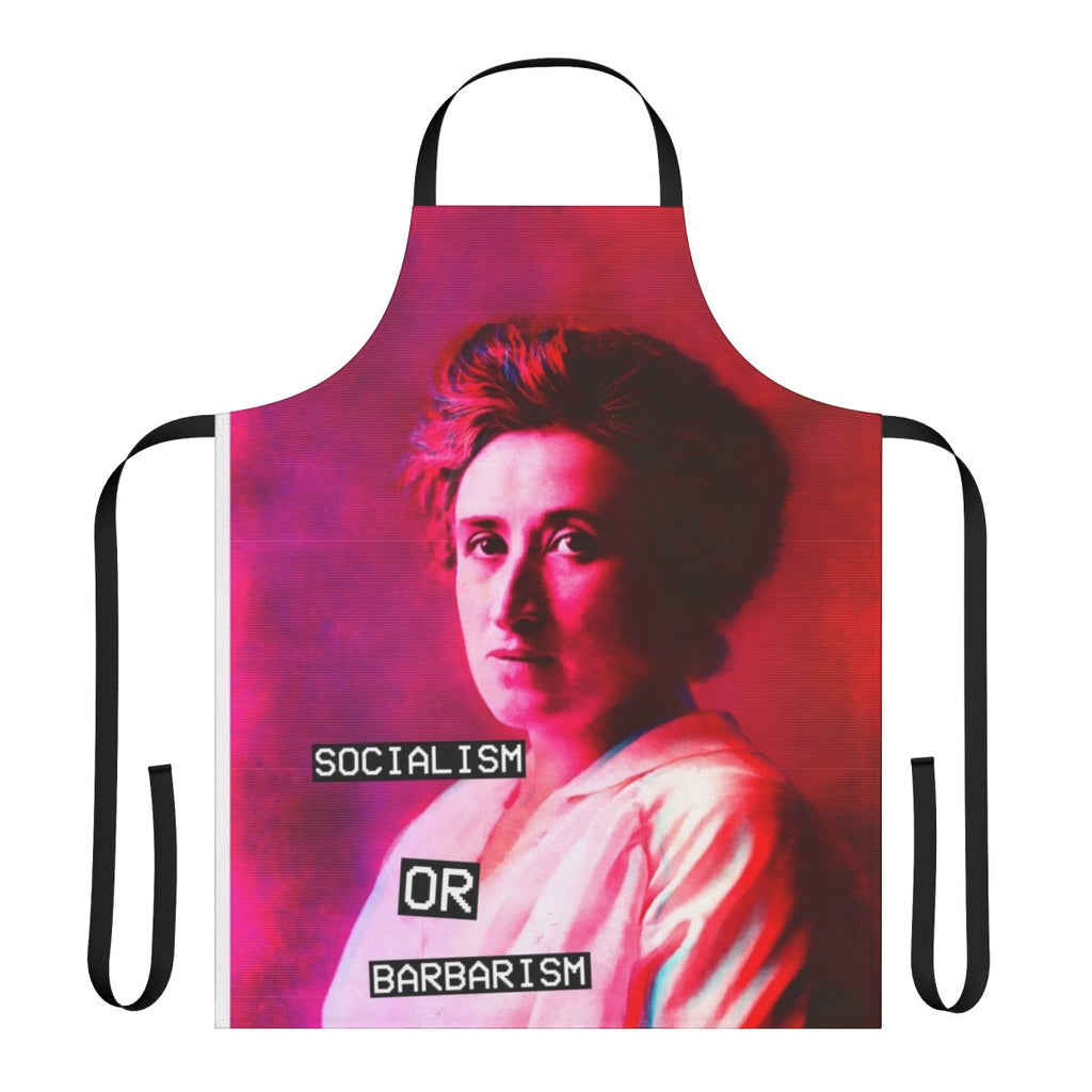 Rosa Luxemburg inspired antifascist apron with anarchist, communist, and feminist symbolism