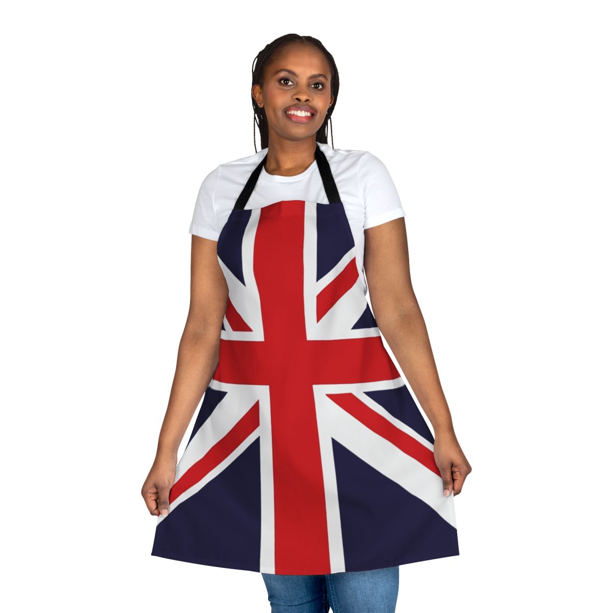 Rose Union Jack inspired British flag design apron