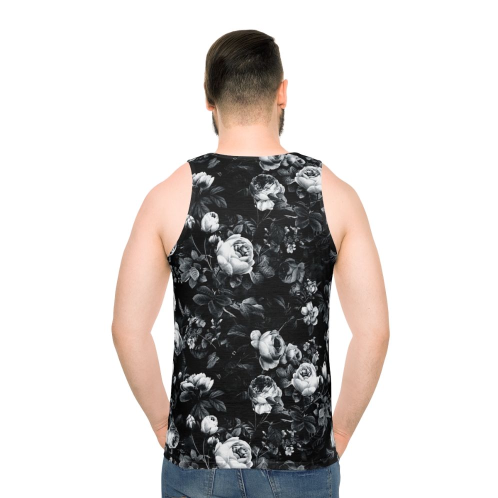 Roses black and white unisex tank top