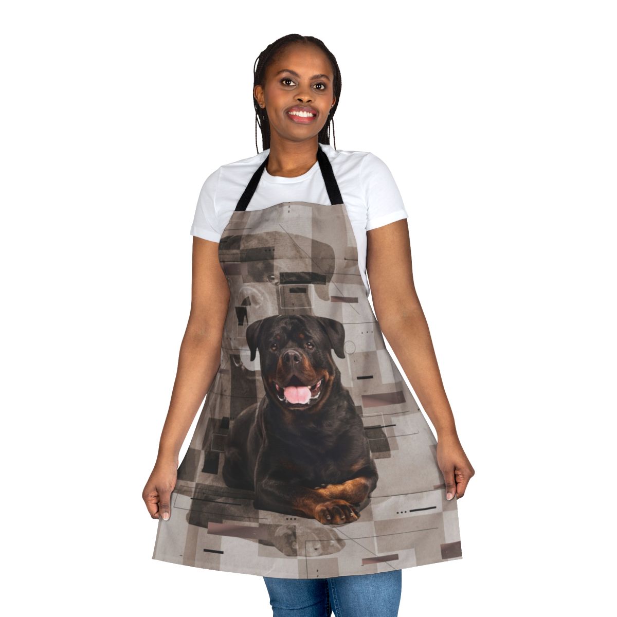Rottweiler breed digital art apron with metzgerhund design