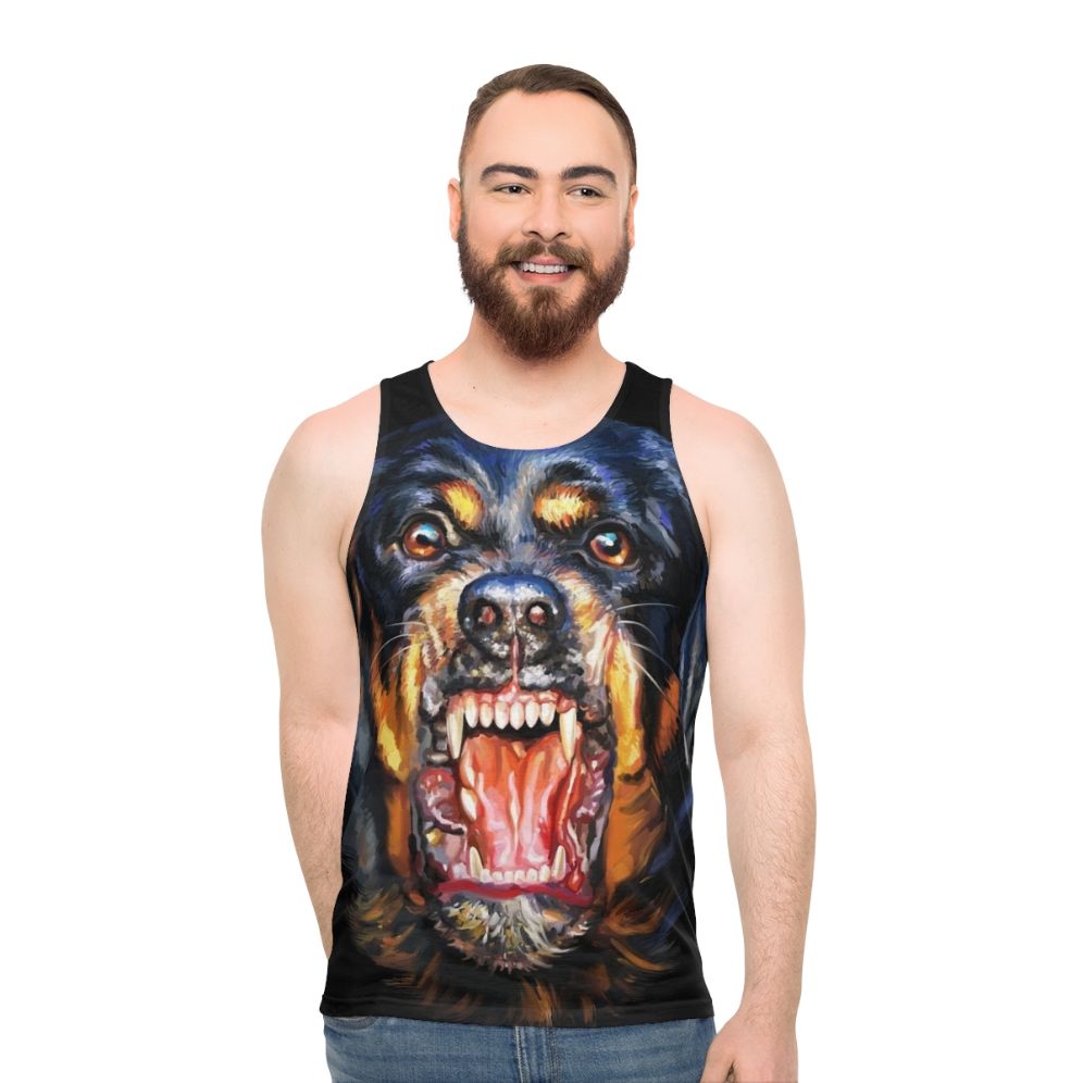 Rottweiler dog print on unisex tank top