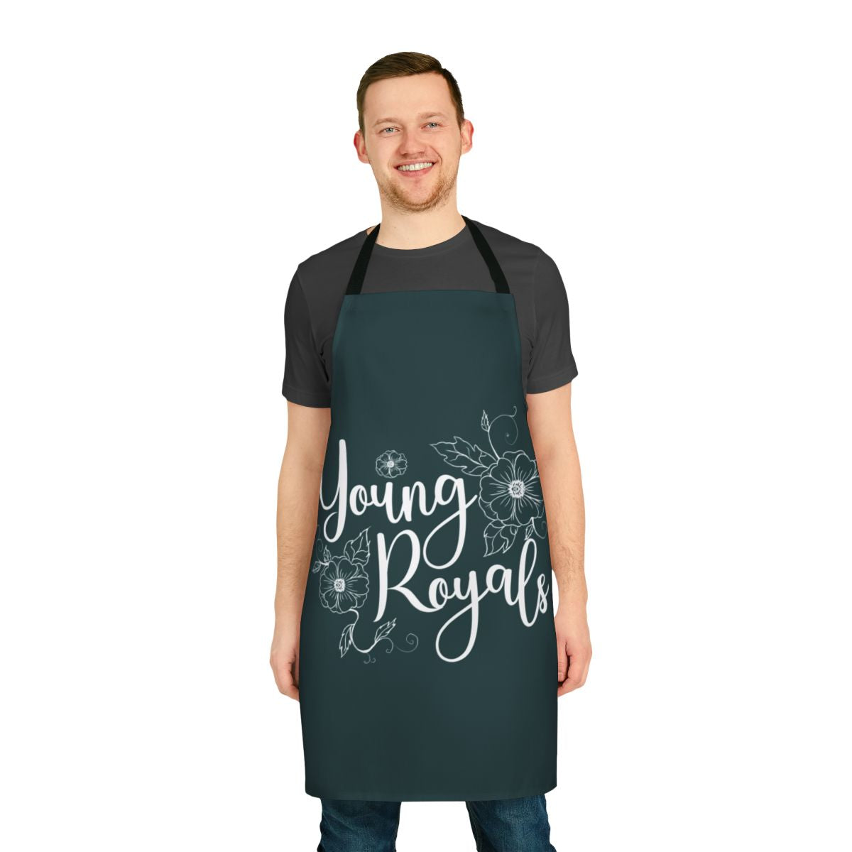 Stylish young royals-themed kitchen apron