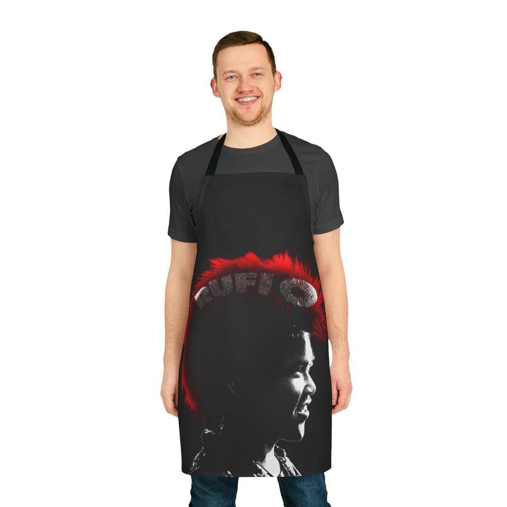 Rufio-inspired apron featuring a retro design for 90s movie and TV show fans