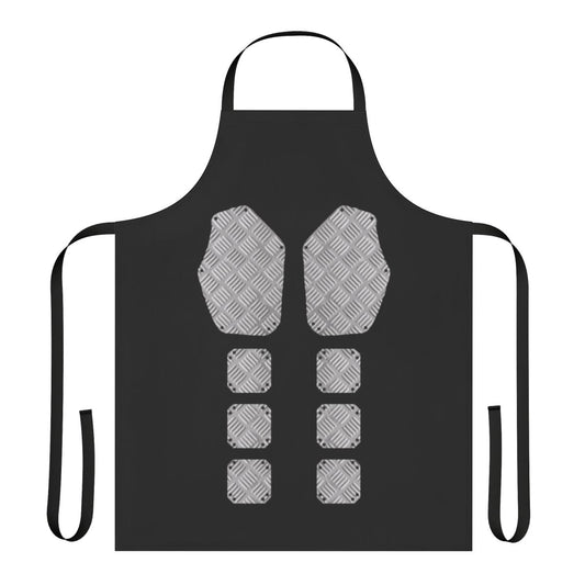 Armored apron with medieval knight-inspired design