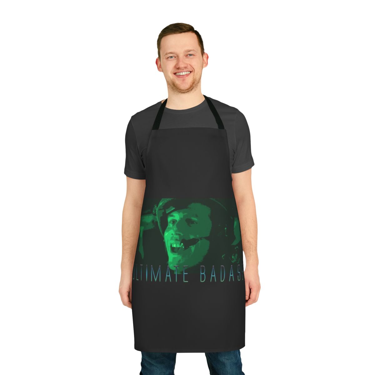 A durable, military-style apron with an alien-inspired "badass" design